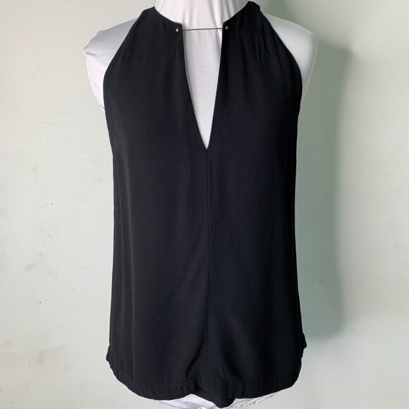 A.L.C. Womens Black Sleeveless Keyhole Tank Blouse Size 2 - Picture 1 of 16
